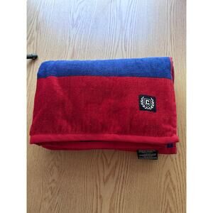 New Chaps Home Large Beach 🏖️ Bath Towel Cotton Burgundy Blue 40”x72”